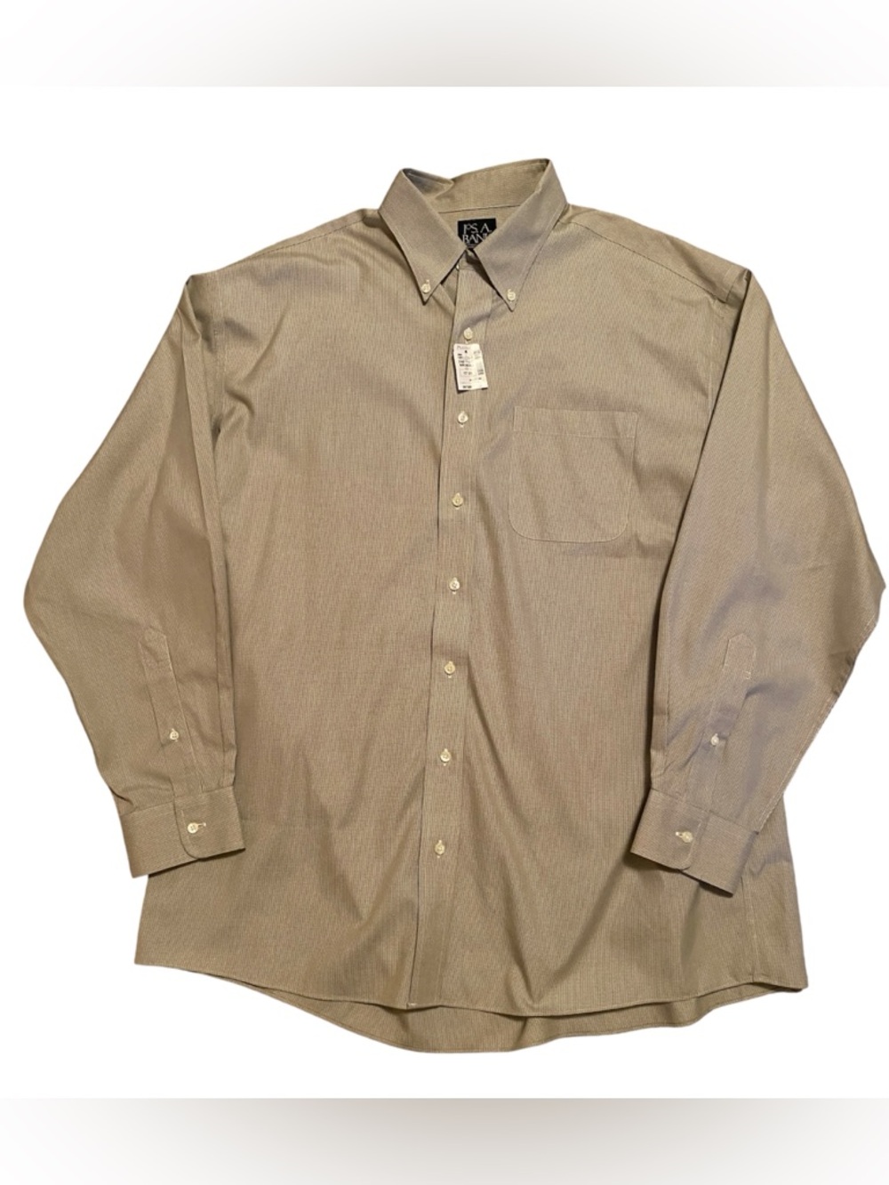 Jos. A. Bank NWT! Men's Button-Down Dress Shirt Light Beige Size 17-35 - Picture 2 of 9